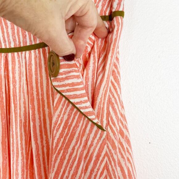 DownEast Skirt Knee Length A-Line Fit and Flare Academia Orange White Stripe SM - Picture 7 of 10